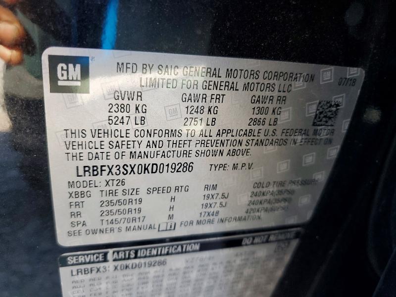 Продаж на аукціоні авто 2019 Buick Envision, vin: LRBFX3SX0KD019286, номер лоту: 69603966