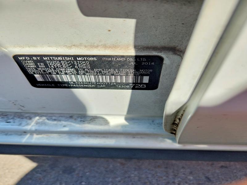2015 Mitsubishi Mirage მანქანა იყიდება აუქციონზე, vin: ML32A3HJ7FH007724, აუქციონის ნომერი: 67416796