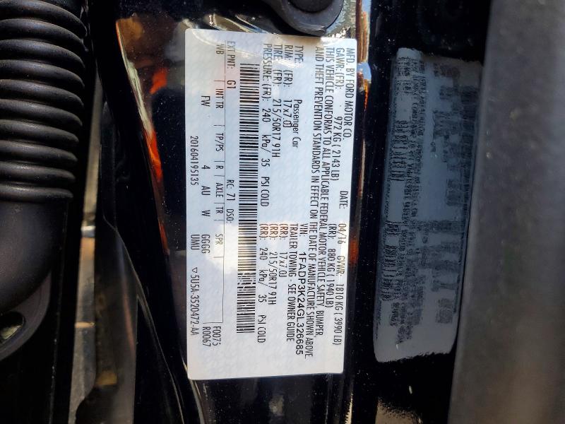 2016 Ford Focus მანქანა იყიდება აუქციონზე, vin: 1FADP3K24GL326685, აუქციონის ნომერი: 68306426