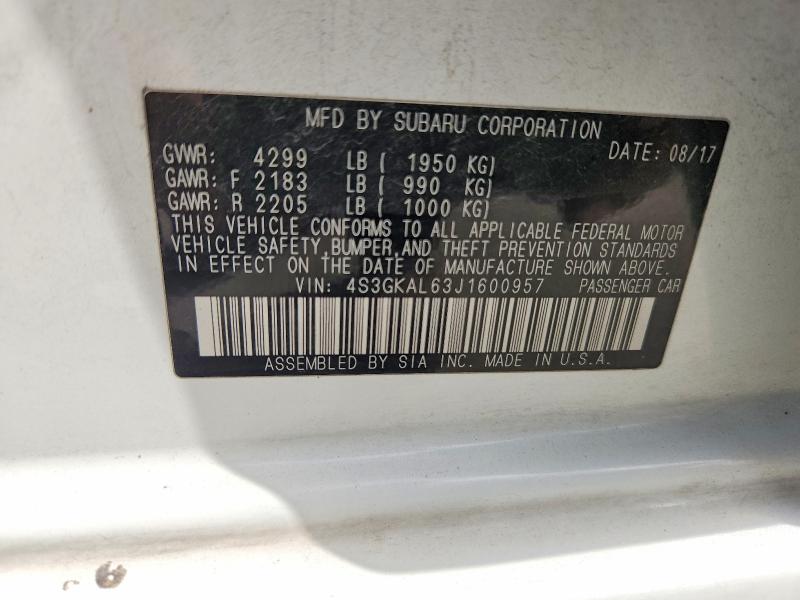 65966636 :رقم المزاد ، 4S3GKAL63J1600957 vin ، 2018 Subaru Impreza مزاد بيع