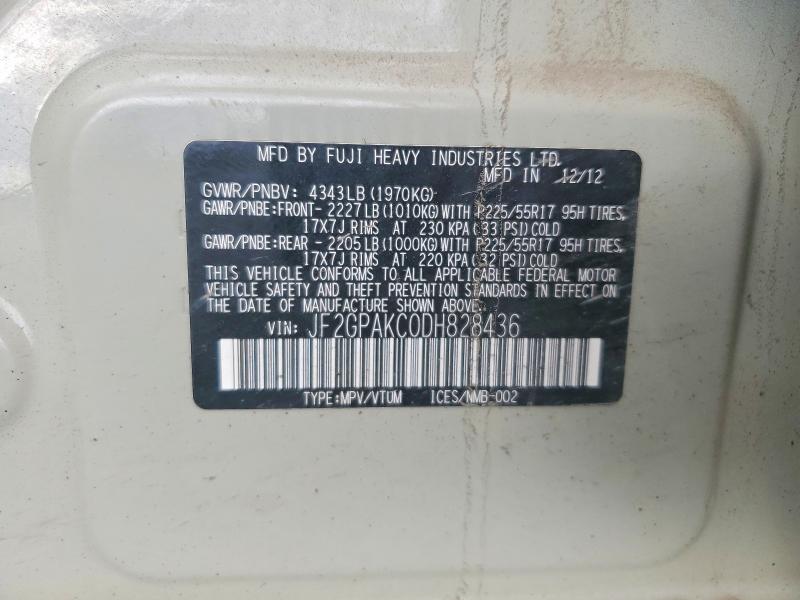 68104046 :رقم المزاد ، JF2GPAKC0DH828436 vin ، 2013 Subaru Xv Crosstrek مزاد بيع