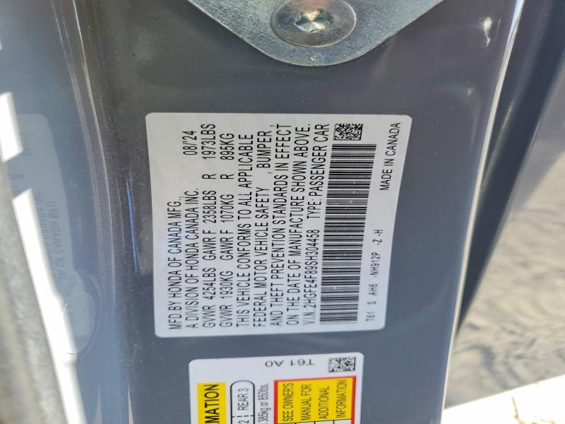 2025 Honda Civic მანქანა იყიდება აუქციონზე, vin: 2HGFE4F89SH304458, აუქციონის ნომერი: 69356576