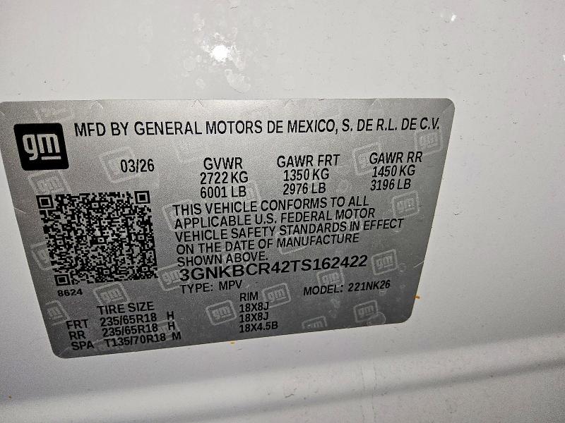 Продажа на аукционе авто 2026 Chevrolet Blazer, vin: 3GNKBCR42TS162422, номер лота: 70926466