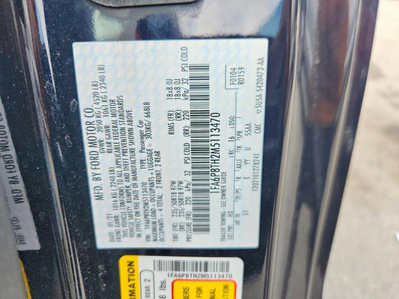 68979766 :رقم المزاد ، 1FA6P8TH2M5113470 vin ، 2021 Ford Mustang مزاد بيع
