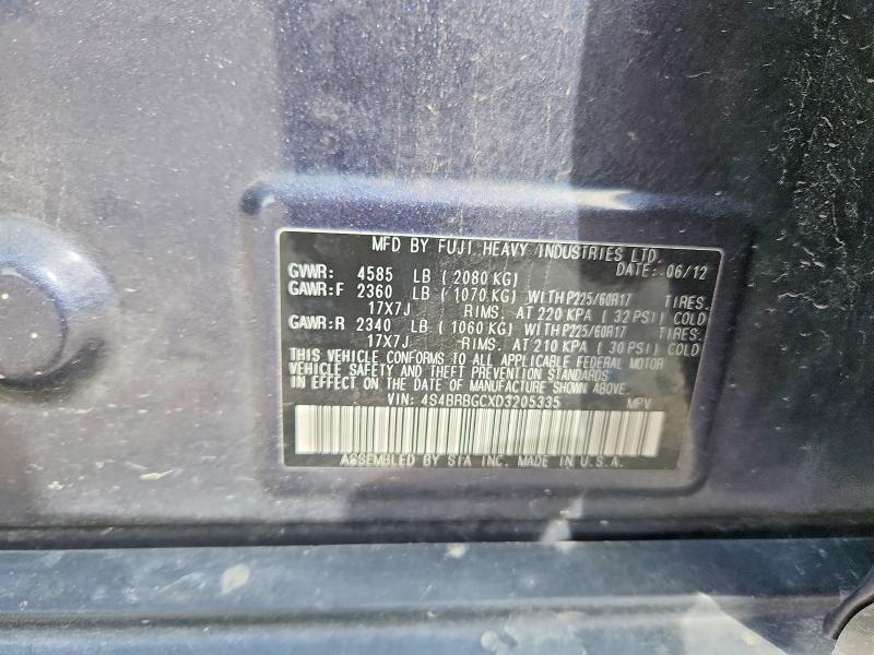 Aukcja sprzedaży 2013 Subaru Outback, vin: 4S4BRBGCXD3205335, numer aukcji: 69368856