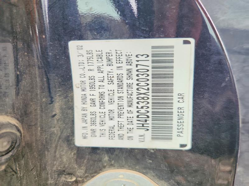 66972566 :رقم المزاد ، JH4DC538X2C030713 vin ، 2002 Acura Rsx مزاد بيع