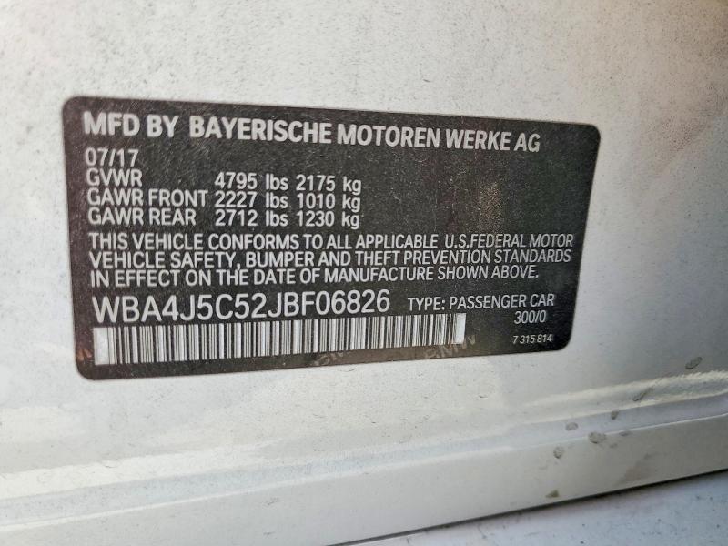 Aukcja sprzedaży 2018 Bmw 440i, vin: WBA4J5C52JBF06826, numer aukcji: 69972186