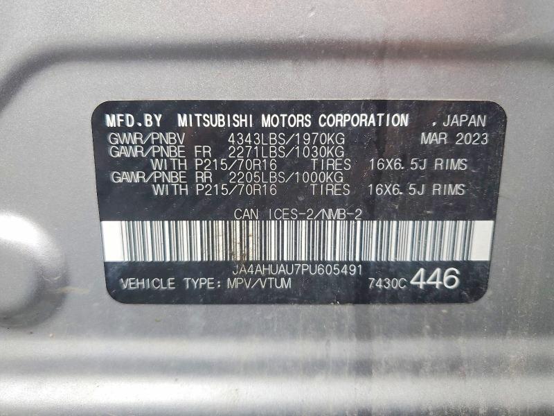 2023 Mitsubishi Rvr მანქანა იყიდება აუქციონზე, vin: JA4AHUAU7PU605491, აუქციონის ნომერი: 68143576
