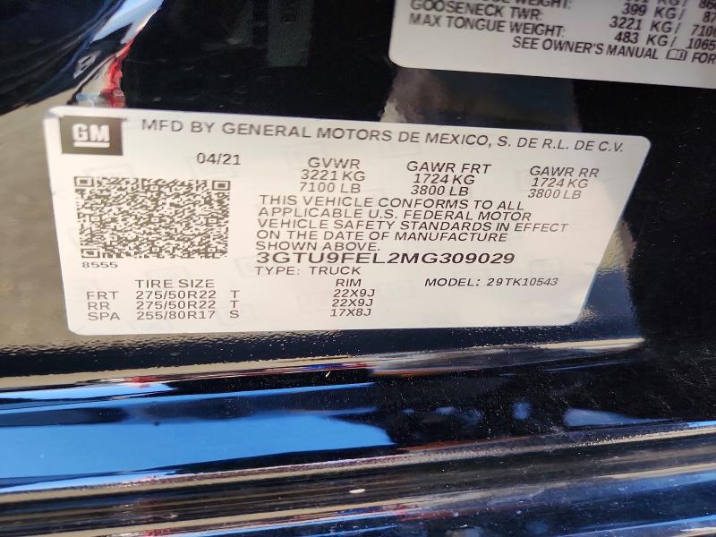 Продаж на аукціоні авто 2021 Gmc Sierra, vin: 3GTU9FEL2MG309029, номер лоту: 68642586