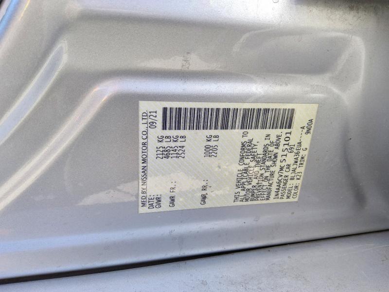 69216846 :رقم المزاد ، 1N4AA6CV7MC515101 vin ، 2021 Nissan Maxima مزاد بيع
