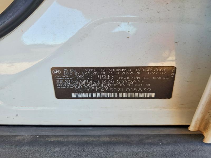Aukcja sprzedaży 2007 Bmw X5, vin: 5UXFE43527L018839, numer aukcji: 69359006