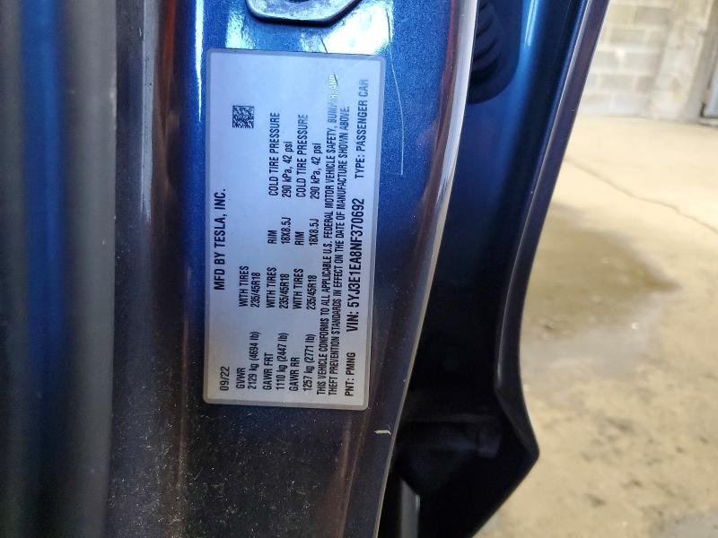 Aukcja sprzedaży 2022 Tesla Model 3, vin: 5YJ3E1EA8NF370692, numer aukcji: 69875836