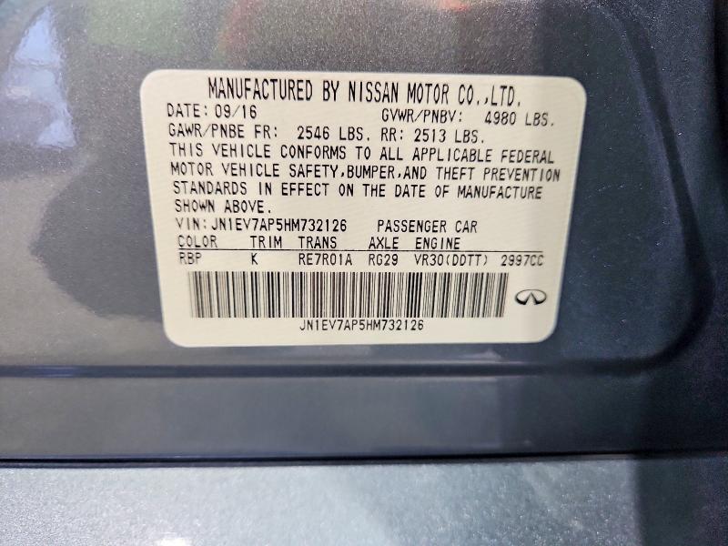 69192766 :رقم المزاد ، JN1EV7AP5HM732126 vin ، 2017 Infiniti Q50 مزاد بيع