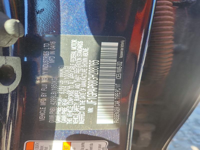 2016 Subaru Impreza მანქანა იყიდება აუქციონზე, vin: JF1GPAP68GH288765, აუქციონის ნომერი: 70476676