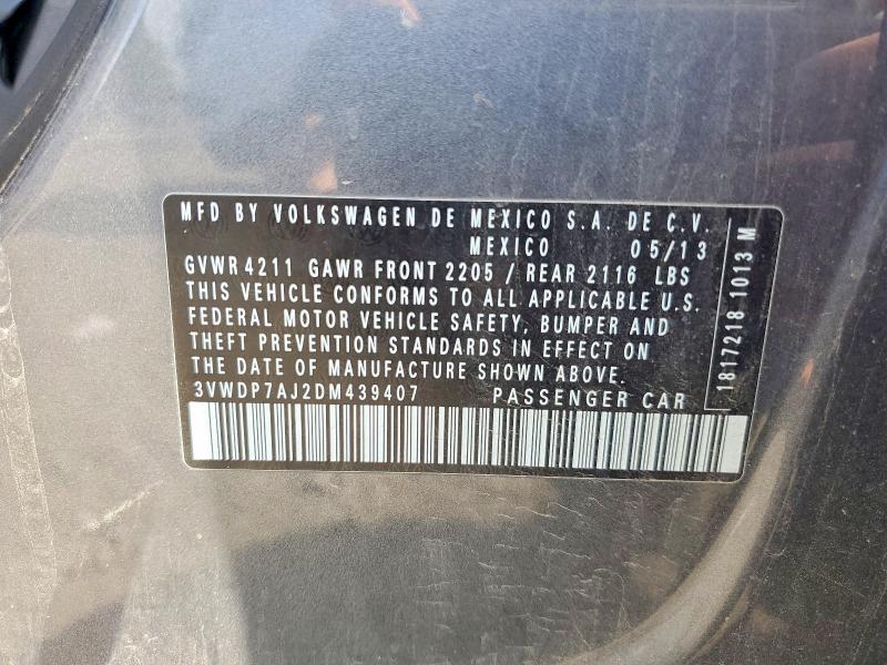 69098706 :رقم المزاد ، 3VWDP7AJ2DM439407 vin ، 2013 Volkswagen Jetta مزاد بيع