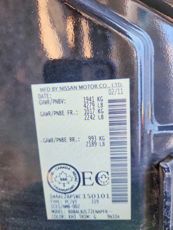 69884826 :رقم المزاد ، 1N4AL2AP5BC150101 vin ، 2011 Nissan Altima مزاد بيع