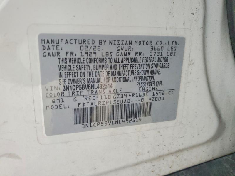 Продаж на аукціоні авто 2022 Nissan Kicks, vin: 3N1CP5BV6NL492514, номер лоту: 69934736