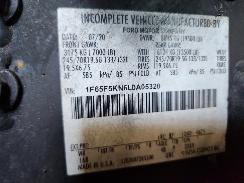 Aukcja sprzedaży 2020 Ford F59, vin: 1F65F5KN6L0A05320, numer aukcji: 70743706