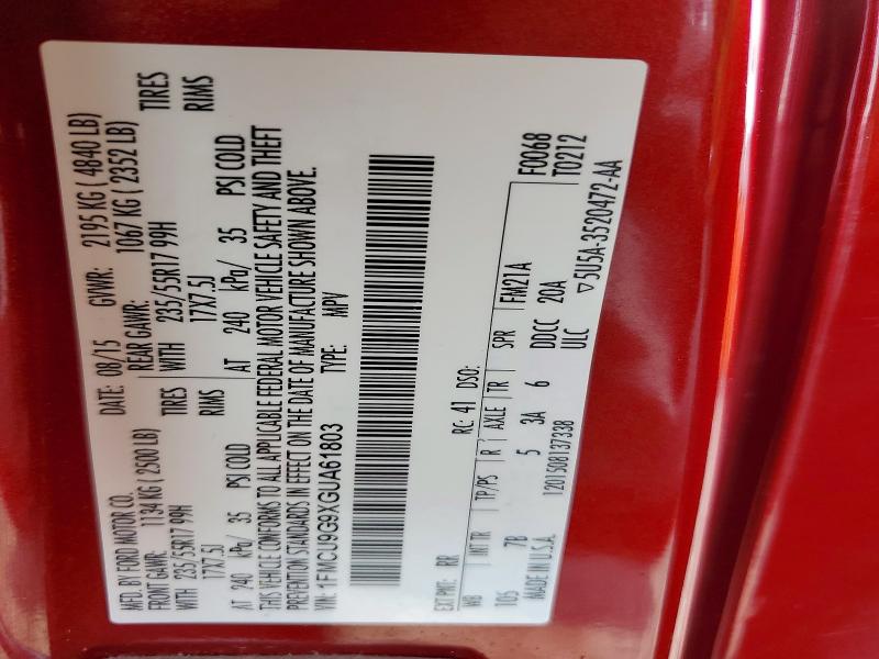 Продаж на аукціоні авто 2016 Ford Escape, vin: 1FMCU9G9XGUA61803, номер лоту: 69102506