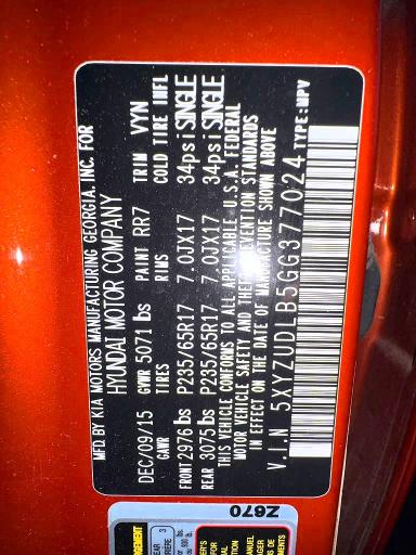 Продажа на аукционе авто 2016 Hyundai Santa Fe Sport, vin: 5XYZUDLB5GG377024, номер лота: 68618496