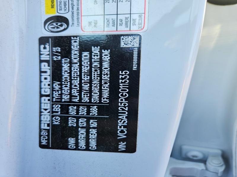 68062216 :رقم المزاد ، VCF1SAU25PG011335 vin ، 2023 Fisker Inc. Ocean مزاد بيع