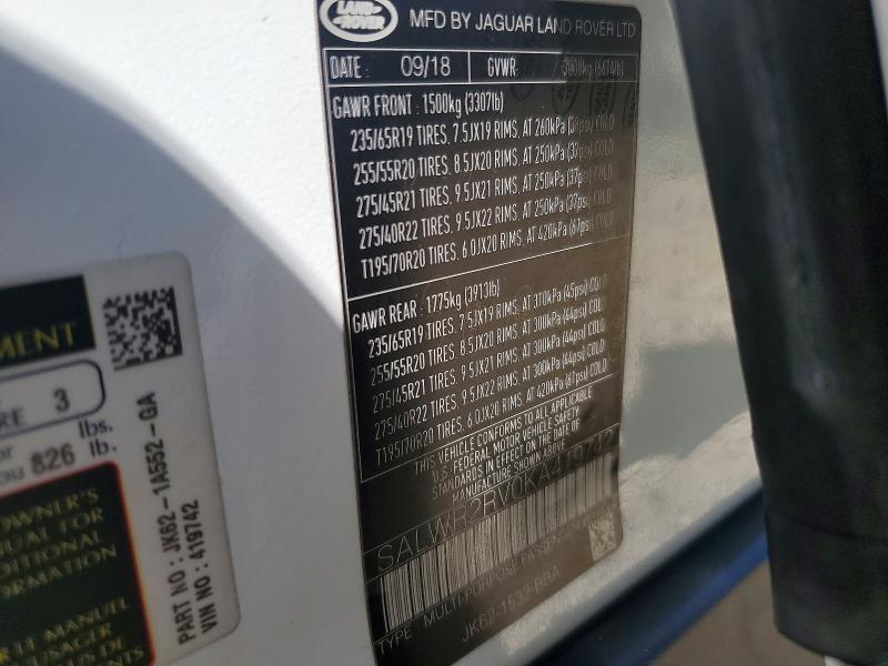 Продажа на аукционе авто 2019 Land Rover Range Rover Sport, vin: SALWR2RV0KA419742, номер лота: 68683766