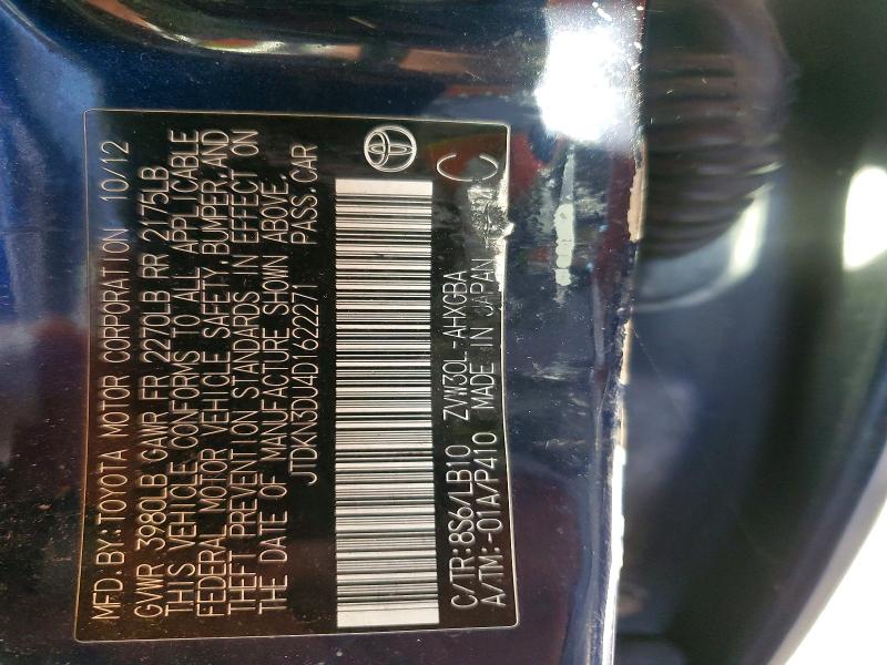 Aukcja sprzedaży 2013 Toyota Prius, vin: JTDKN3DU4D1622271, numer aukcji: 68007136