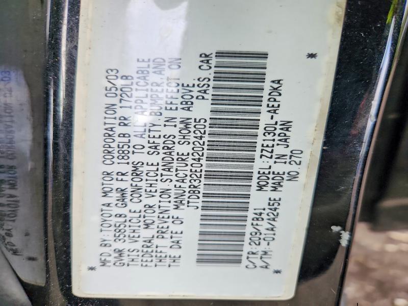Продажа на аукционе авто 2004 Toyota Corolla, vin: JTDBR32E042024205, номер лота: 71239726