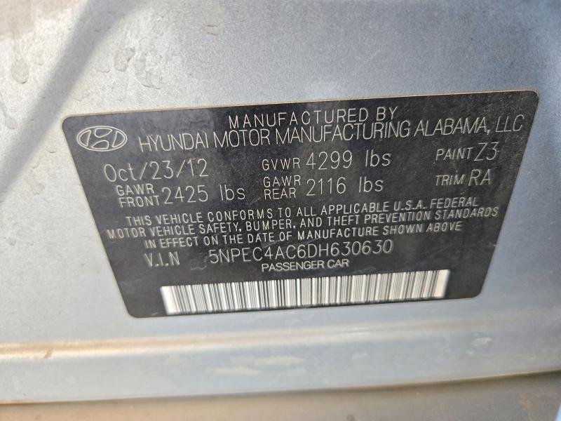 70866996 :رقم المزاد ، 5NPEC4AC6DH630630 vin ، 2013 Hyundai Sonata مزاد بيع