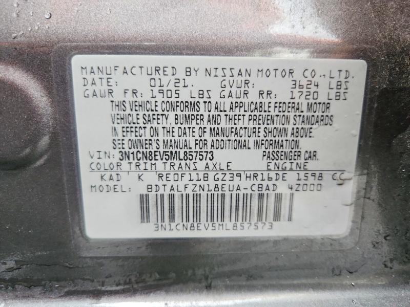 Продаж на аукціоні авто 2021 Nissan Versa, vin: 3N1CN8EV5ML857573, номер лоту: 69607026