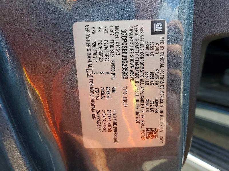 67779006 :رقم المزاد ، 3GCPCSE00BG285923 vin ، 2011 Chevrolet Silverado مزاد بيع