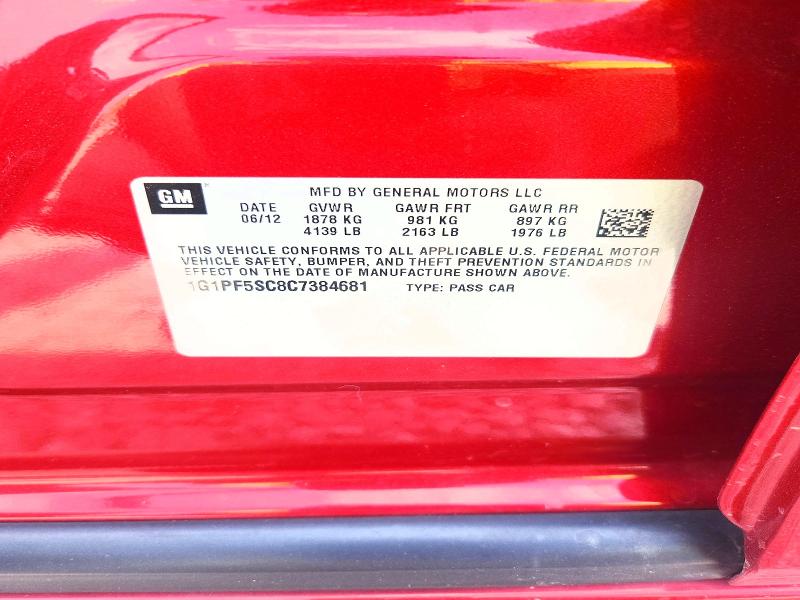 Aukcja sprzedaży 2012 Chevrolet Cruze, vin: 1G1PF5SC8C7384681, numer aukcji: 67475016