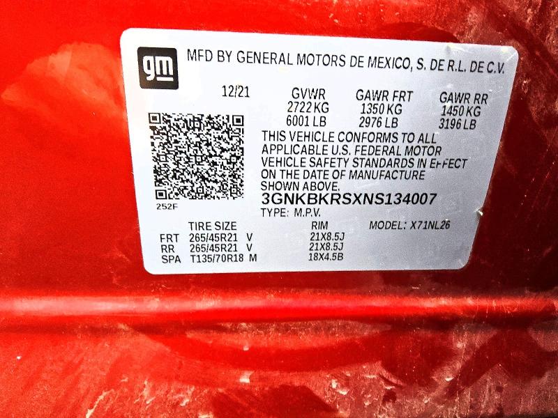 Aukcja sprzedaży 2022 Chevrolet Blazer, vin: 3GNKBKRSXNS134007, numer aukcji: 68897286