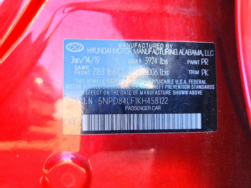 2019 Hyundai Elantra მანქანა იყიდება აუქციონზე, vin: 5NPD84LF1KH458122, აუქციონის ნომერი: 70304226