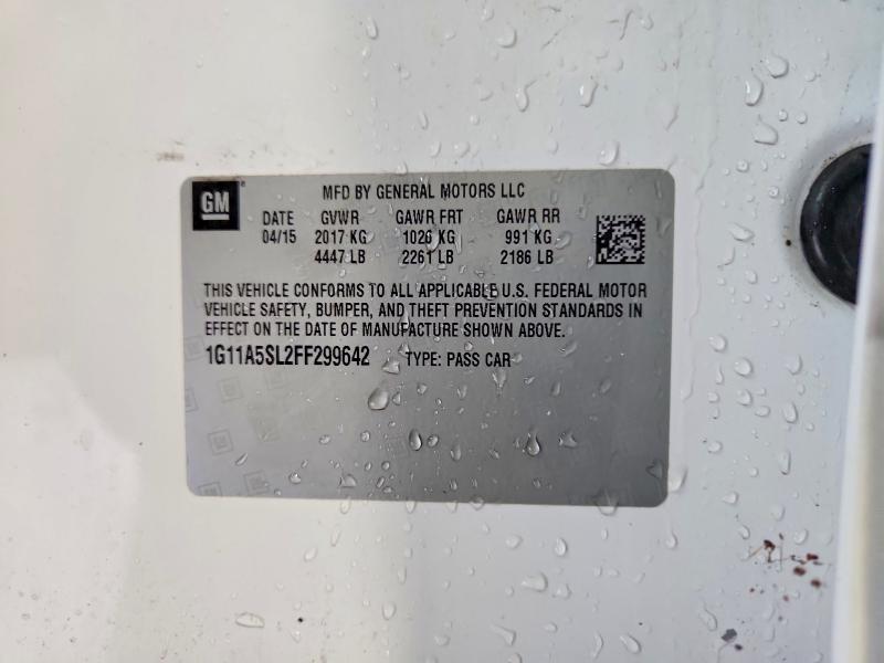 Продажа на аукционе авто 2015 Chevrolet Malibu, vin: 1G11A5SL2FF299642, номер лота: 68197086