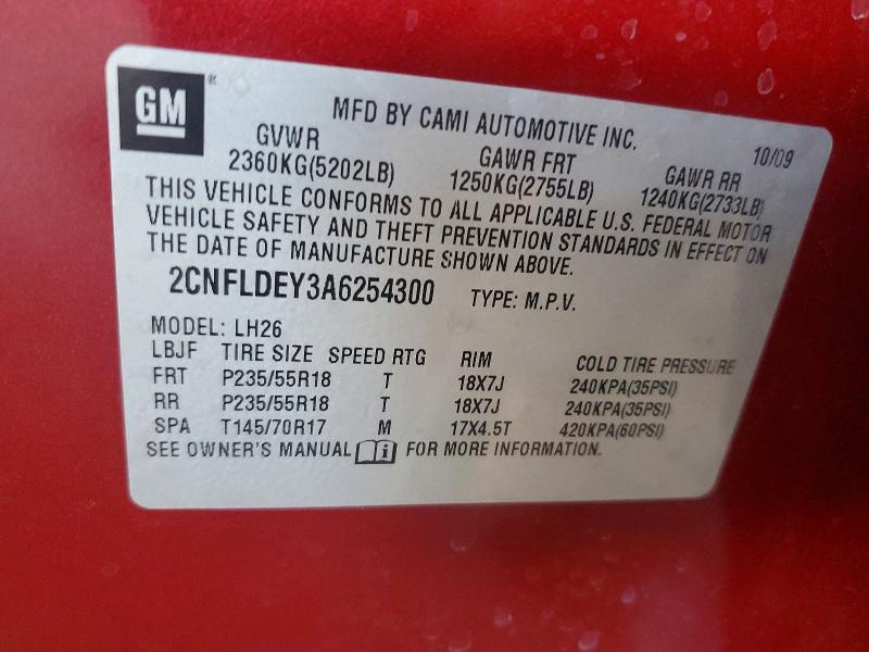 Aukcja sprzedaży 2010 Chevrolet Equinox, vin: 2CNFLDEY3A6254300, numer aukcji: 67135756