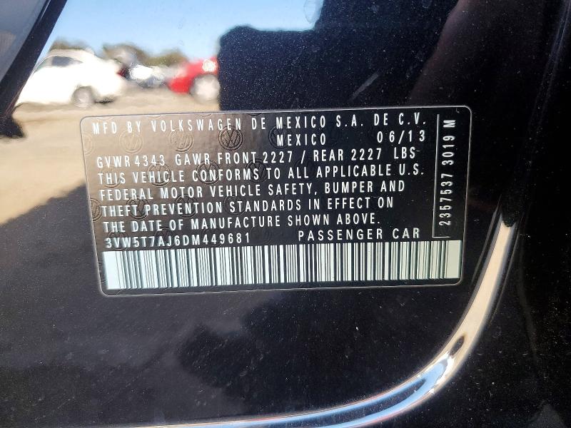 68672476 :رقم المزاد ، 3VW5T7AJ6DM449681 vin ، 2013 Volkswagen Jetta مزاد بيع