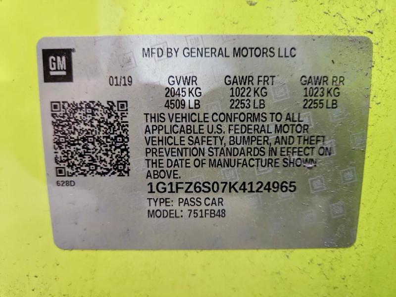 Aukcja sprzedaży 2019 Chevrolet Bolt Ev, vin: 1G1FZ6S07K4124965, numer aukcji: 68261906