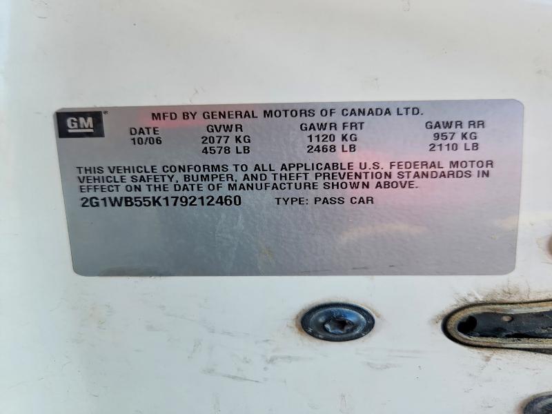 2007 Chevrolet Impala მანქანა იყიდება აუქციონზე, vin: 2G1WB55K179212460, აუქციონის ნომერი: 69250896
