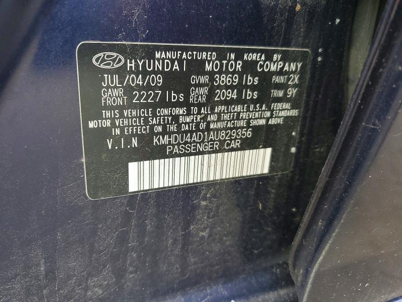 Продажа на аукционе авто 2010 Hyundai Elantra, vin: KMHDU4AD1AU829356, номер лота: 68045366