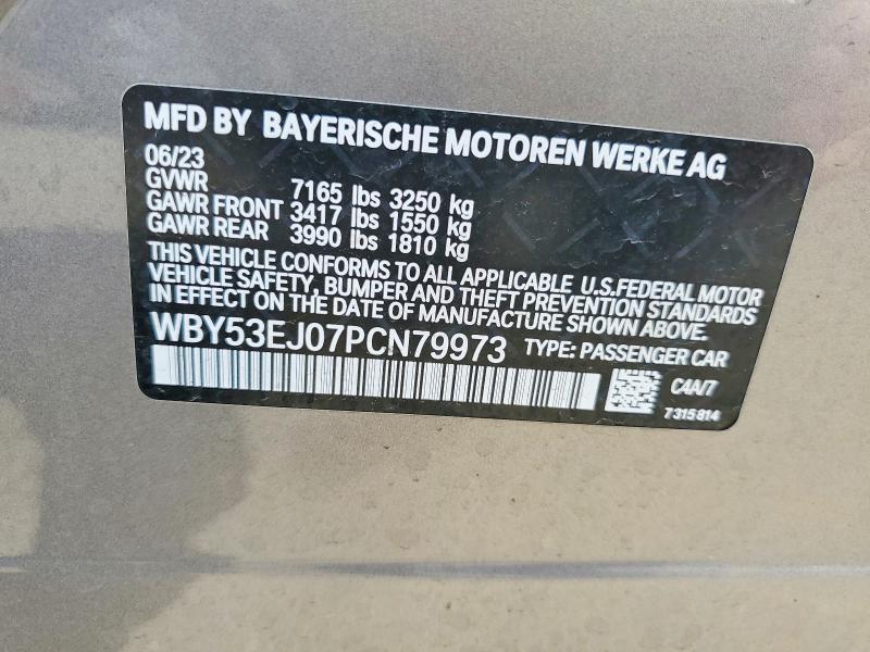 Продаж на аукціоні авто 2023 Bmw I7, vin: WBY53EJ07PCN79973, номер лоту: 70322136
