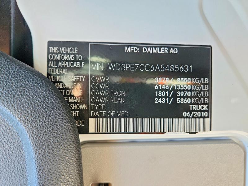 2010 Mercedes Sprinter მანქანა იყიდება აუქციონზე, vin: WD3PE7CC6A5485631, აუქციონის ნომერი: 70835366