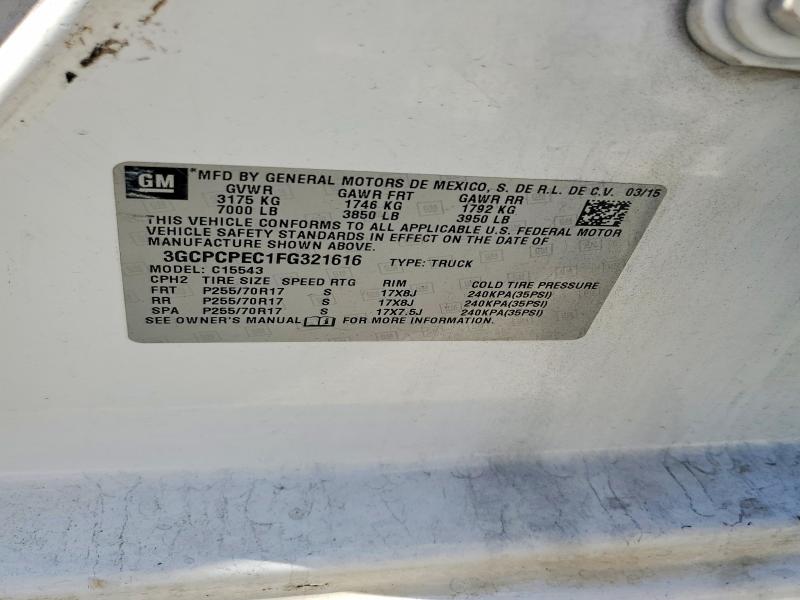 70561686 :رقم المزاد ، 3GCPCPEC1FG321616 vin ، 2015 Chevrolet Silverado مزاد بيع