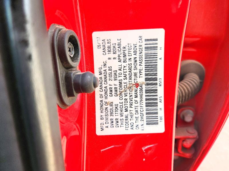 Продажа на аукционе авто 2017 Honda Civic, vin: 2HGFC1F77HH659648, номер лота: 70139176