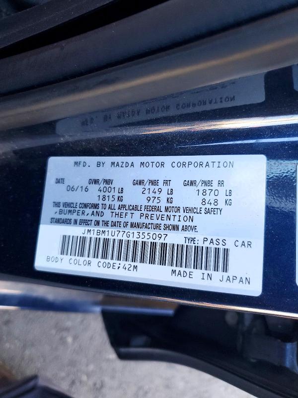 Продажа на аукционе авто 2016 Mazda 3, vin: JM1BM1U77G1355097, номер лота: 67036026