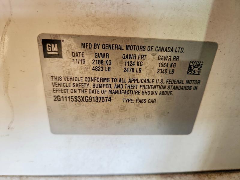 67786826 :رقم المزاد ، 2G1115S3XG9137574 vin ، 2016 Chevrolet Impala مزاد بيع
