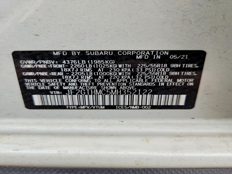 Aukcja sprzedaży 2021 Subaru Crosstrek, vin: JF2GTHMC5MH352122, numer aukcji: 67449796