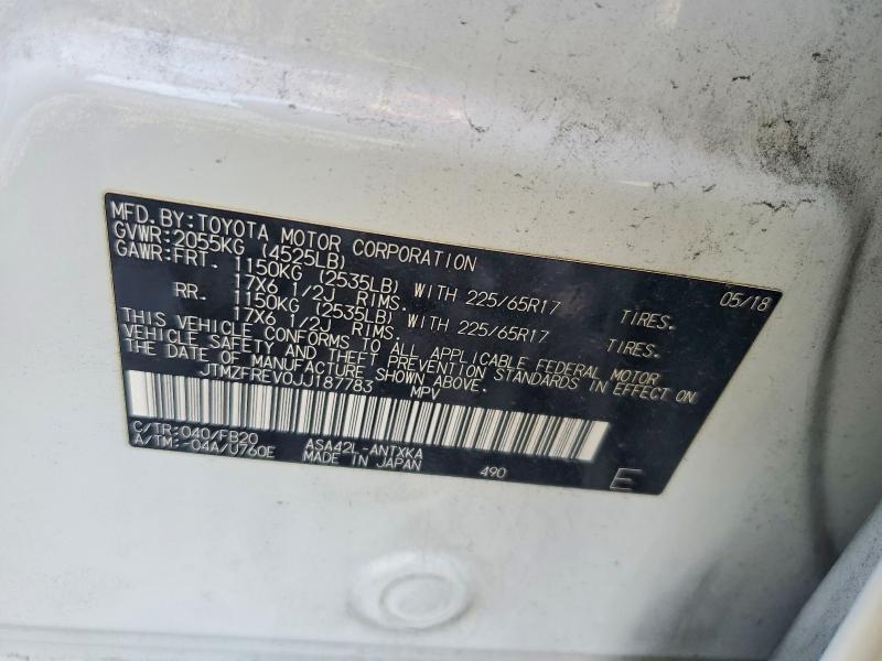 Aukcja sprzedaży 2018 Toyota Rav4, vin: JTMZFREV0JJ187783, numer aukcji: 68186026