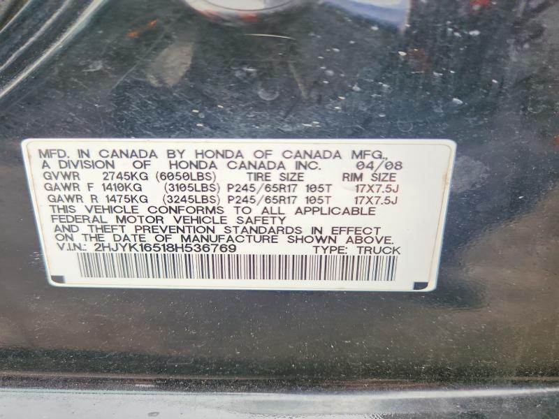 69089986 :رقم المزاد ، 2HJYK16518H536769 vin ، 2008 Honda Ridgeline مزاد بيع