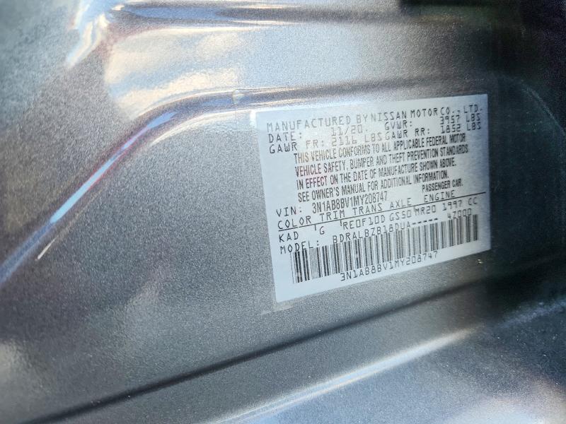 68277636 :رقم المزاد ، 3N1AB8BV1MY208747 vin ، 2021 Nissan Sentra مزاد بيع